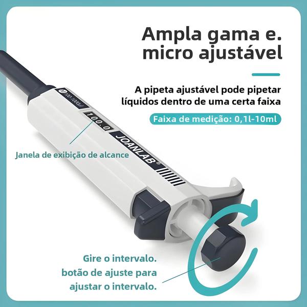 Imagem de Micropipeta Digital Ajustável Joanlab - Com Pontas para Laboratório de Química