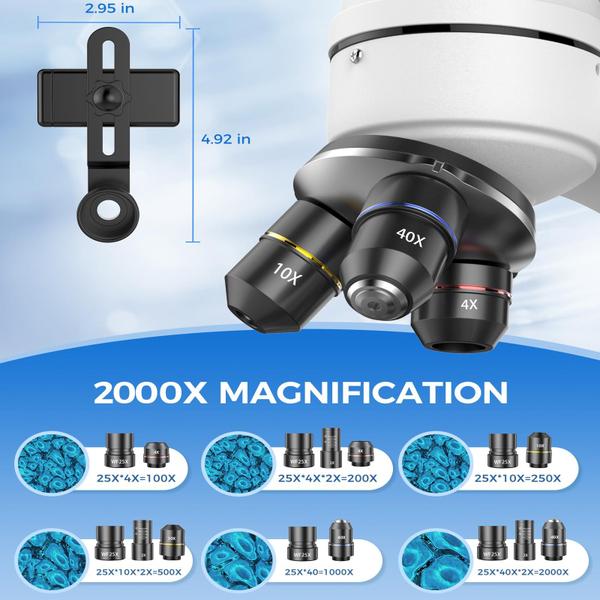 Imagem de Microscópio binocular composto PalliPartners com ampliação de 40X-2000X