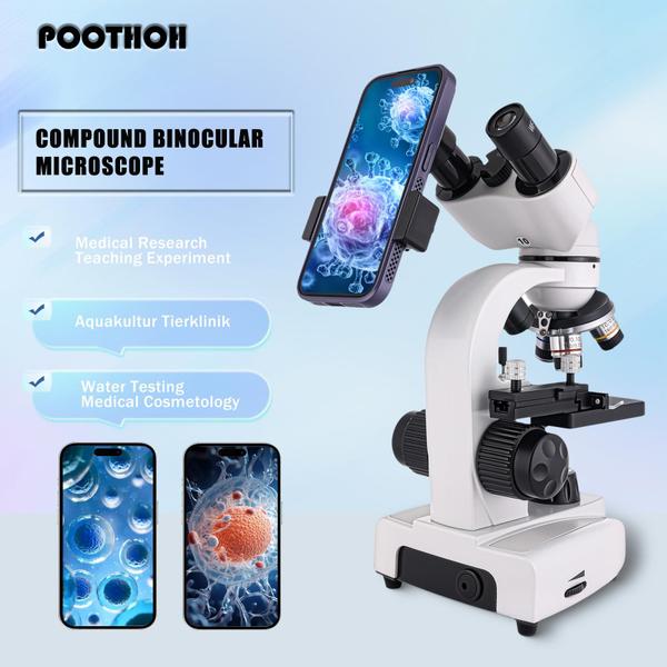 Imagem de Microscópio composto Poothoh Binocular 40X-2000X com estágios