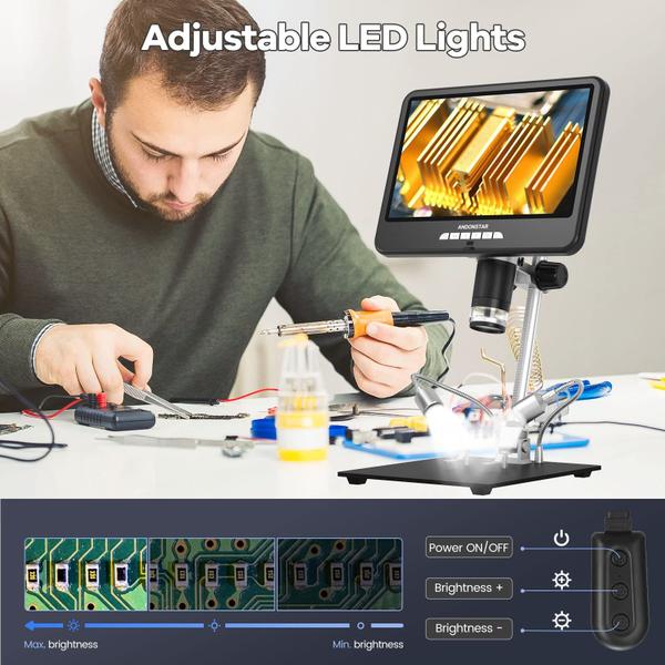 Imagem de Microscópio digital Andonstar AD207S Pro LCD HDMI de 10,1 polegadas