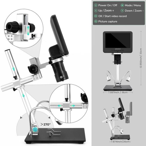 Imagem de Microscópio digital Andonstar AD246-M 1080P FHD 500x com 3 lentes