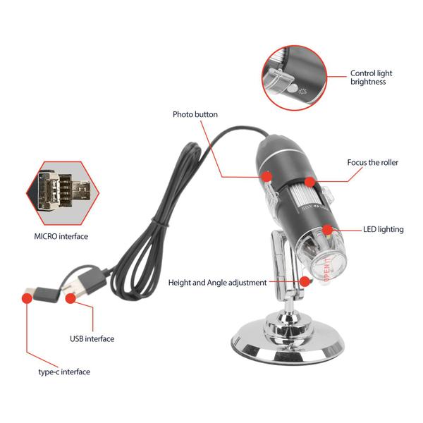 Imagem de Microscópio digital ciciglow 50-1600X WiFi com LED ajustável