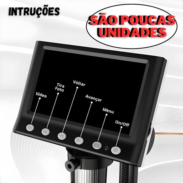 Microscópio Digital Eletrônico USB 4,3 Polegadas Display LCD Zomm