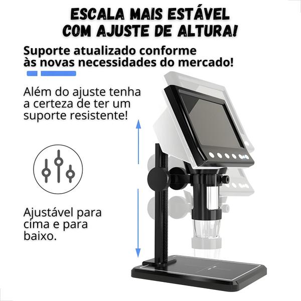 Microscópio Digital Eletrônico USB 4,3 Polegadas Display LCD Zomm