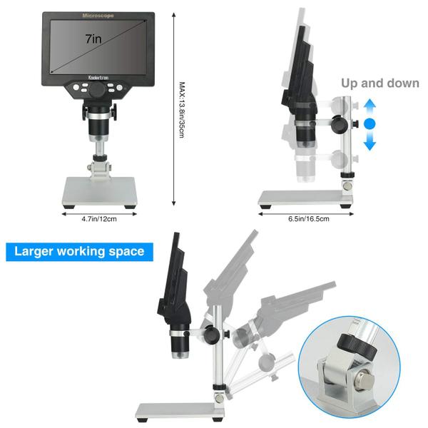 Imagem de Microscópio digital Koolertron LCD de 7 polegadas 12MP 1-1200X 1080P