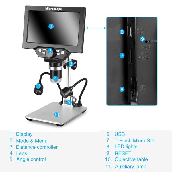 Imagem de Microscópio digital Koolertron LCD de 7 polegadas 12MP 1200X Magnific