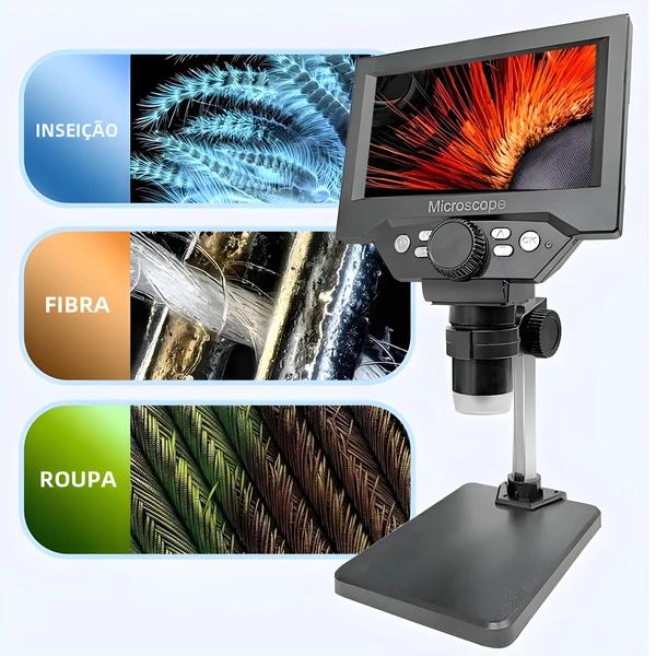 Imagem de Microscópio Digital LCD 5,5" 1000x 1080p com Suporte - Ideal para Reparo Eletrônico