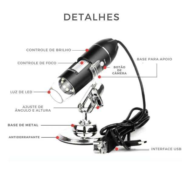 Imagem de Microscópio Digital USB com Câmera e Lente HD para PC