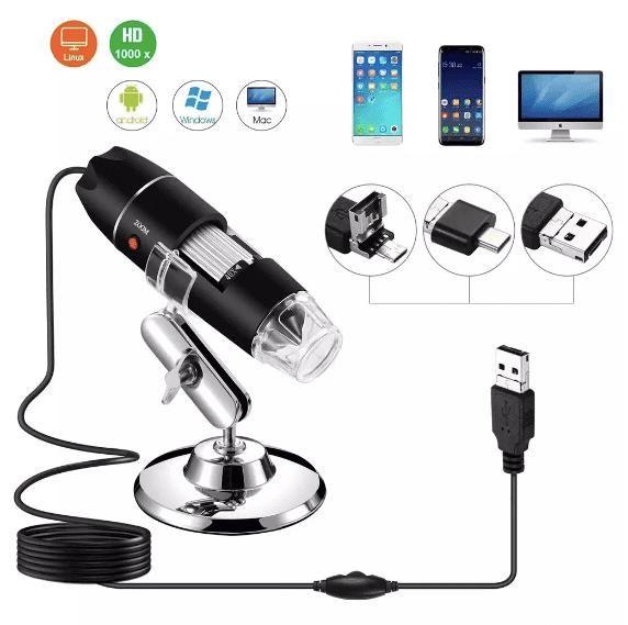 Imagem de Microscópio Digital USB com Zoom 1600x e Lupa para Note