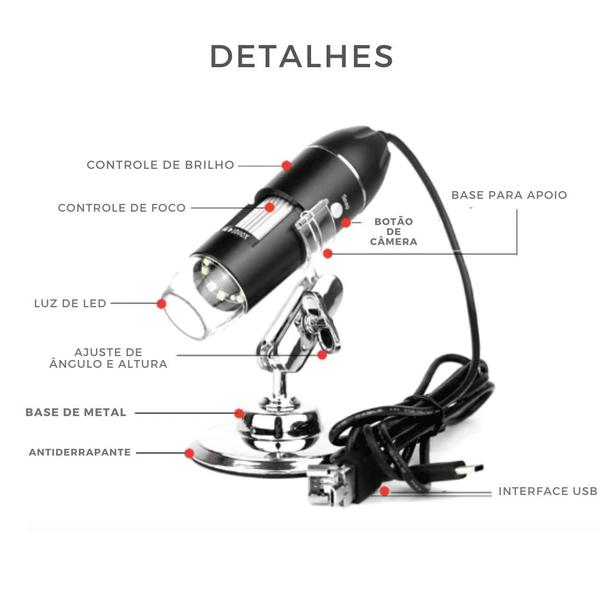 Imagem de Microscópio Digital USB para PC com Câmera e Lupa