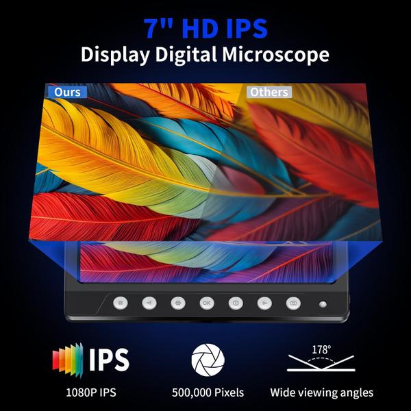 Imagem de Microscópio digital WINWEND 1200X com tela HD IPS de 7" de 32 GB