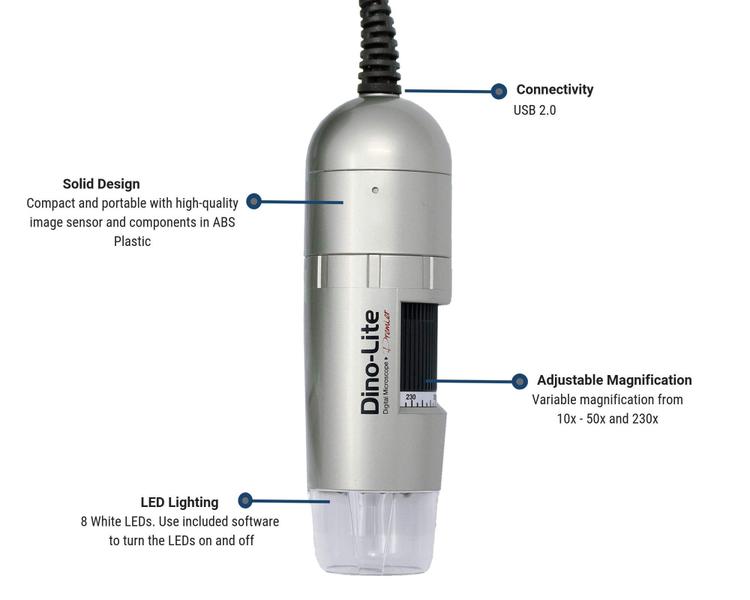 Imagem de Microscópio Dino-Lite AM3111-0,3 MP USB 10x-50 x 230x Magnifica
