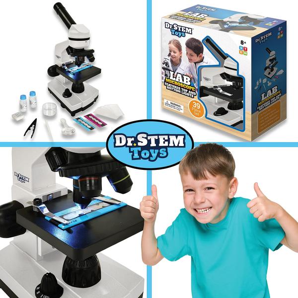 Imagem de Microscópio Dr. STEM Toys 39 peças para crianças com luzes 40X-400X