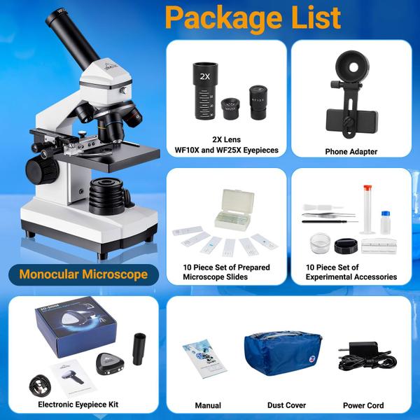 Imagem de Microscópio MAXLAPTER Compound Monocular 40X-2000X para crianças/adultos