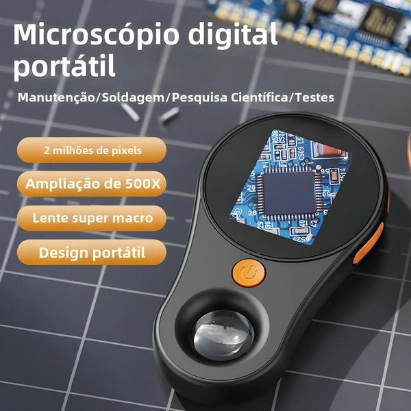 Imagem de Microscópio Portátil Digital Com Ampliação 500X Com Luz Para Moedas Eletrônicas, Joias, Reparo De