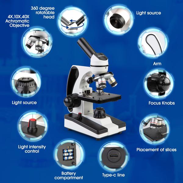 Imagem de Microscópio SEDUMIC Compound Monocular 40X-2000X para crianças/adultos