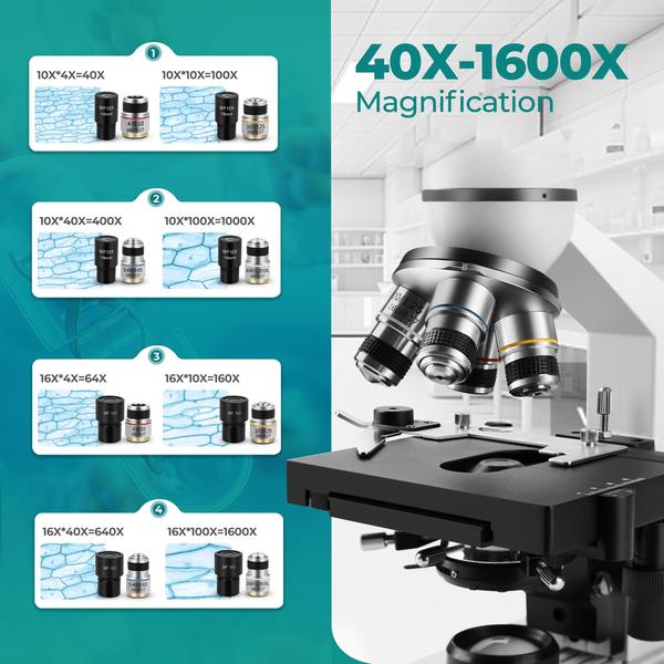 Imagem de Microscópio Sinher XSP-104 Science Lab Compound Monocular 40x-1600x