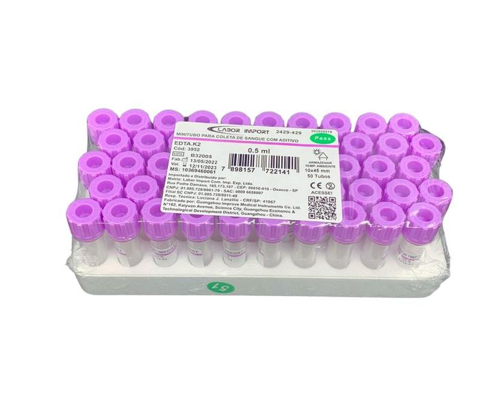 Imagem de Microtubo Edta K2 Mini Tubo De Coleta Tubo Roxo C/50 Unidades