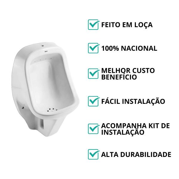 Imagem de Mictório em Louça c/ Kit de Instalação Modelo Ísis - Branco