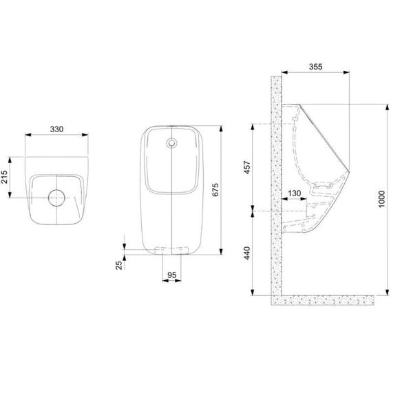 Imagem de Mictório Rimless com Entrada Superior Proton Square Roca