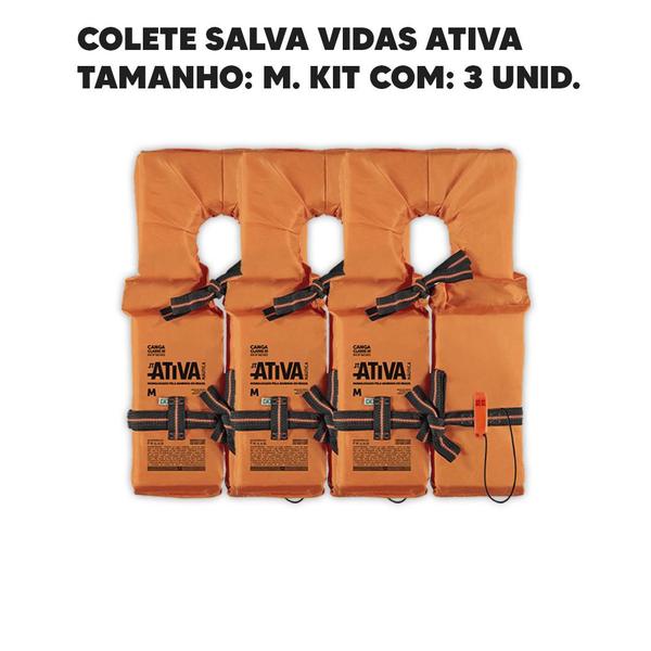 MIII Colete Salva Vidas Ativa 3 Canga Homologado Tam M Kit C/3 Imagem de MIII Colete Salva Vidas Ativa 3 Canga Homologado Tam M Kit C/3