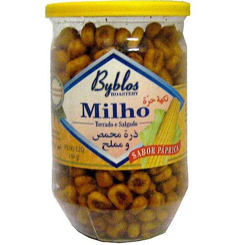 Milho Torrado e Salgado sabor Páprica BYBLOS 160g Imagem de Milho Torrado e Salgado sabor Páprica BYBLOS 160g
