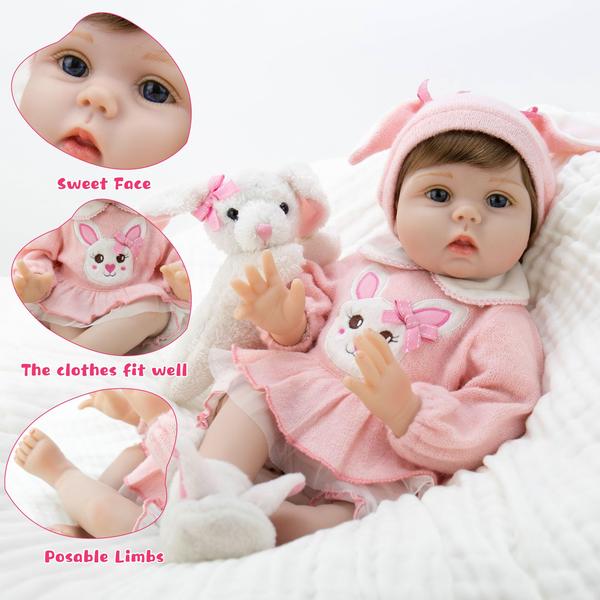 Imagem de Milidool Reborn Baby Dolls, Boneca Recém-Nascida Realista, Bonecas de 22 polegadas Puppy-Fat Girl, Nice Gift for Grandma and Kids 3+