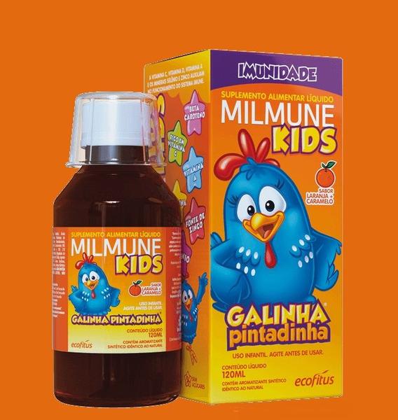 Milmune Kids Galinha Pintadinha Laranja 120ml - Ecofitus Imagem de Milmune Kids Galinha Pintadinha Laranja 120ml - Ecofitus