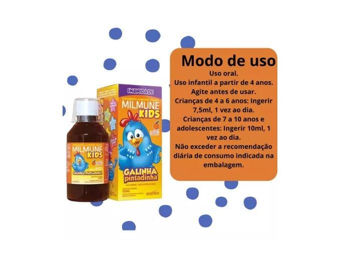 Milmune Kids Galinha Pintadinha Laranja 120ml - Ecofitus Imagem de Milmune Kids Galinha Pintadinha Laranja 120ml - Ecofitus