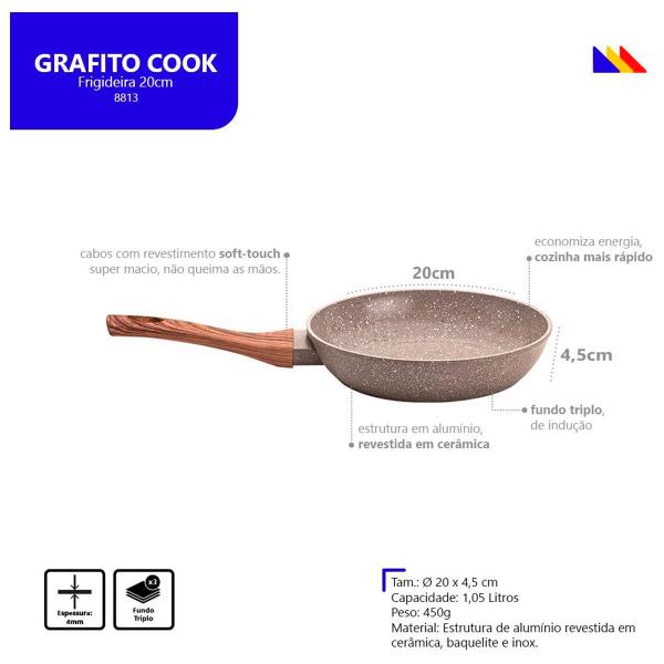 Mimo Style Frigideira Linha Cookem Alumínio Revestida Cerâmica Fundo de Indução Cabo Soft-Touch Não Esquenta Imagem de Mimo Style Frigideira Linha Cookem Alumínio Revestida Cerâmica Fundo de Indução Cabo Soft-Touch Não Esquenta