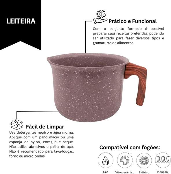 Imagem de Mimo Style Leiteira 1.5L Cook Marmol/Grafito em Alumínio Revestimento Cerâmico Cabos Soft-Touch Gás/Elétrico/Indução