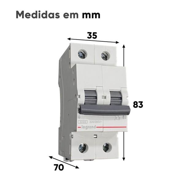 Imagem de Mindisjuntor 20A Curva C Bipolar 3000A RX3 419549 Legrand