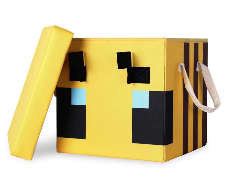 Imagem de Minecraft Bee 15 polegadas caixa de armazenamento com tampa  Recipiente dobrável da cesta de tecido, organizador do cubo com alças, organizador do armário do cubo  Presentes e Colecionáveis de Videojogos