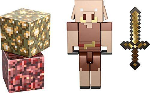 Imagem de Minecraft Piglin Craft-a-Block 2-Pk, Action Figures & Toys to Create, Explore and Survive, Authentic Pixelated Designs, Collectible Gifts for Kids Age 6 Year and Older