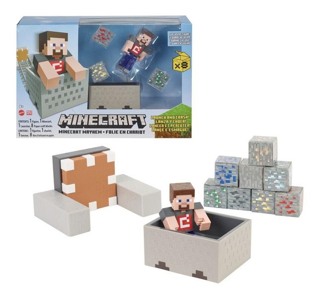 Imagem de Minecraft Playset Minecart Mayhem Launch And Crash Mattel