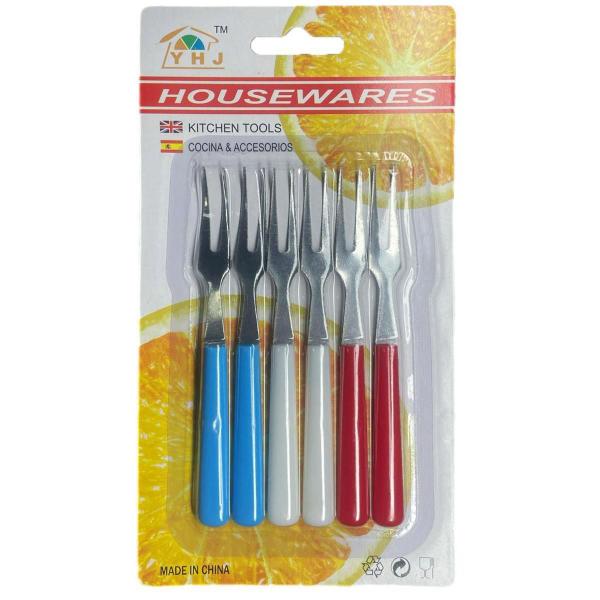Mini 6 Garfinhos Coloridos Para Fondue Petiscos 10Cm - Tesla Store Imagem de Mini 6 Garfinhos Coloridos Para Fondue Petiscos 10Cm