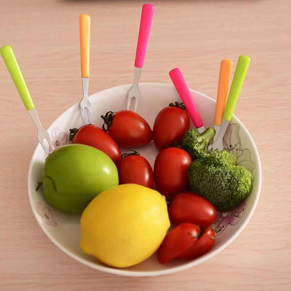 Mini 6 Garfinhos Coloridos Para Fondue Petiscos 10Cm - Tesla Store Imagem de Mini 6 Garfinhos Coloridos Para Fondue Petiscos 10Cm