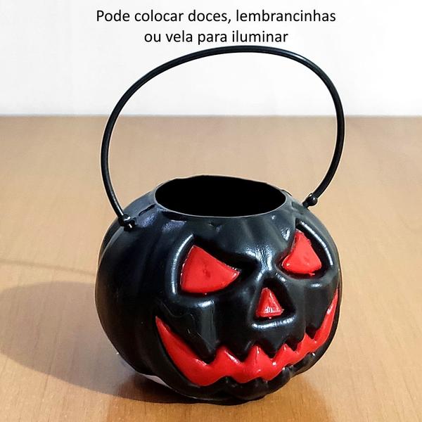 Imagem de Mini Abóbora Preta p/ Dia das Bruxas Halloween Balde p/ Decoração e Doces