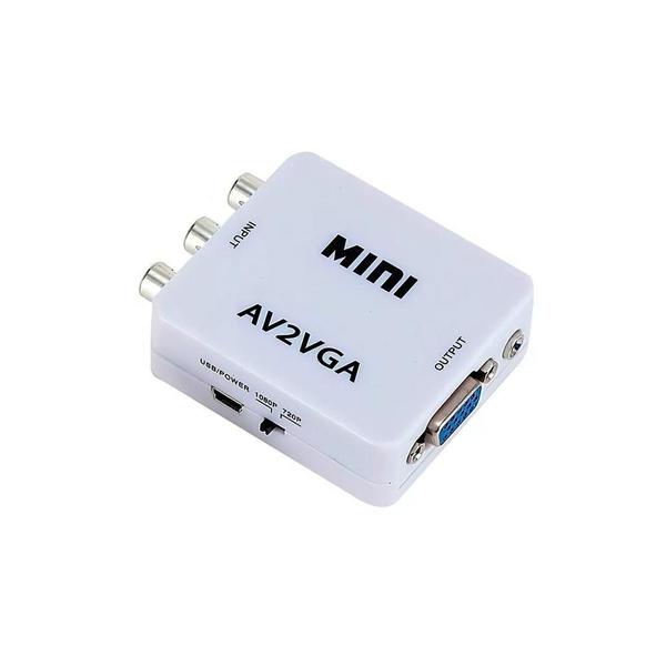 Imagem de Mini Adaptador Conversor De Vídeo Rca Av Para Vga 1080P