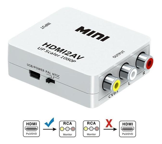 Imagem de Mini Adaptador Conversor Hdmi2Av Entrada Hdmi Para Saida Av