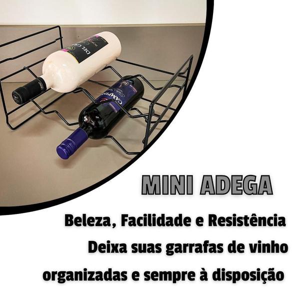 Imagem de Mini Adega Vinho Aramado Suporte 8 Garrafas 750Ml Empilhável