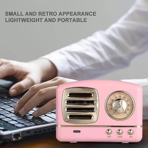 Imagem de Mini Alto-Falante Bluetooth Retro Portátil com Rádio - Entrada USB/TF - Rosa