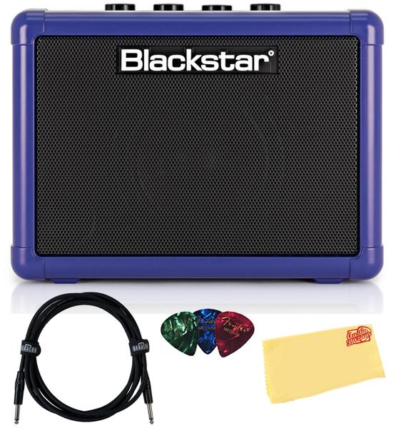 Imagem de Mini amplificador Blackstar Fly 3 azul royal com cabo, palhetas e tecido