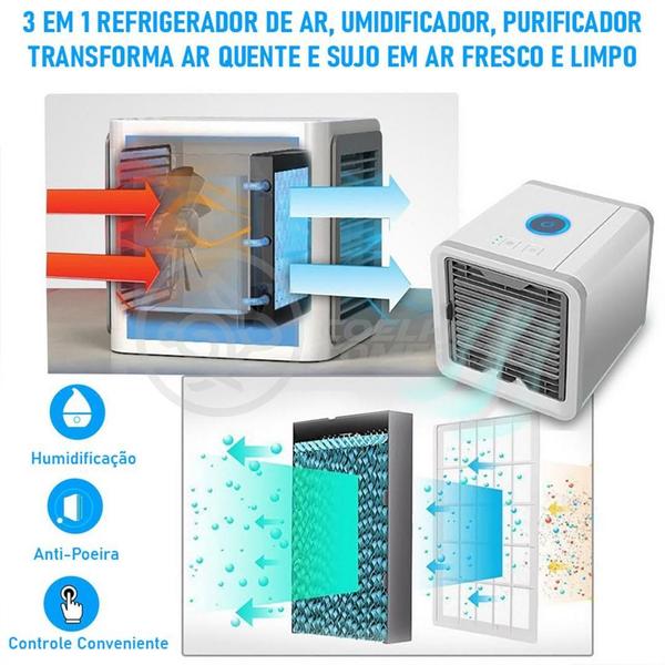 Imagem de Mini Ar Condicionado Climatizador Humidificador Portátil  3 Velocidades