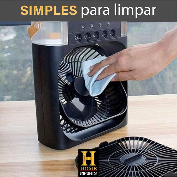 Imagem de Mini Ar Condicionado Climatizador Umidificador Ventilador Agua E Gelo Com LED Portátil Usb Linha Premium