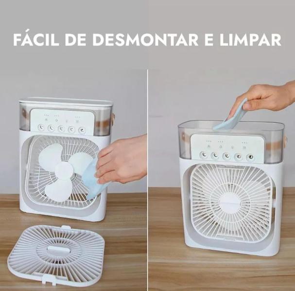 Imagem de Mini Ar Condicionado Climatizador Umidificador Ventilador Agua E Gelo Com LED Portátil Usb