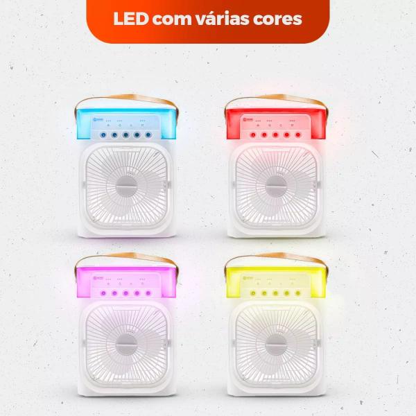 Imagem de Mini Ar Condicionado Climatizador Umidificador Ventilador Portátil USB Led Quarto Sala Escritório Mesa Reservatório 600ml Alça