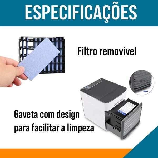 Imagem de Mini ar condicionado Pequeno Portátil Cro Caminhão Agua / Gelo USB Umidificador Ventilador