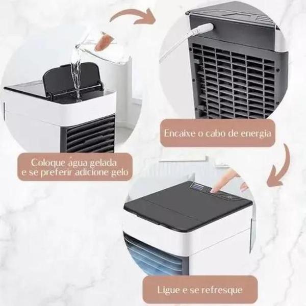 Imagem de Mini Ar Condicionado Portátil Umidificador Climatizador Cooler Cor Branco 110V/220V