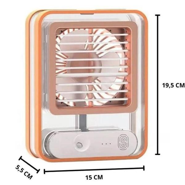 Imagem de Mini Ar Condicionado Portátil USB Ventilador de Mesa Umidificador Climatizador de Ar Água e Luz de Led